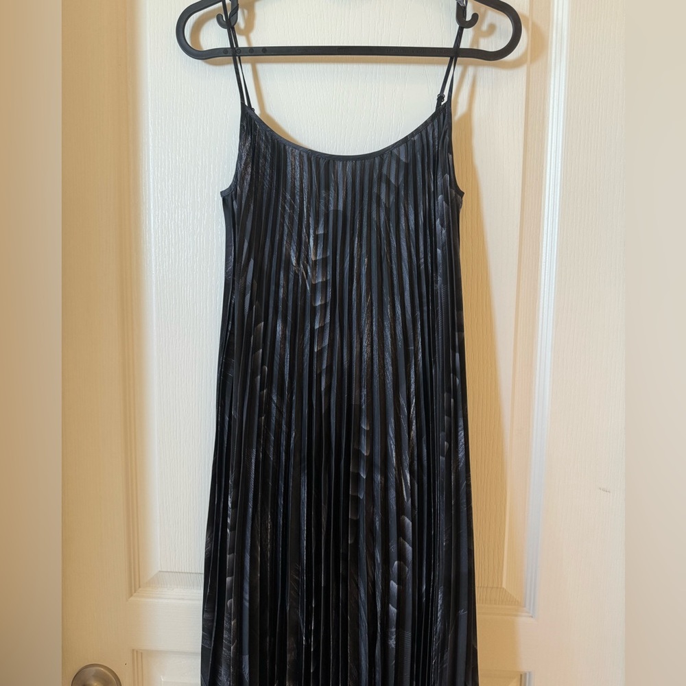 All Saints Black Pleated Maxi Dress
